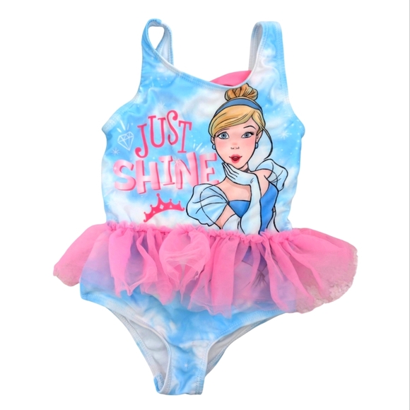 Disney Girls Cinderella Swimsuit Blue and Pink Tutu Swimsuit Size 4T - Picture 1 of 6